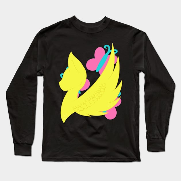 Silhouette - Fluttershy Long Sleeve T-Shirt by ForsakenSky